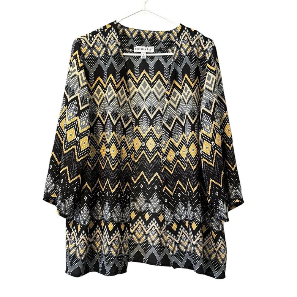 Southern Lady Cardigan Open Front Women's Size Medium Stretch Textured